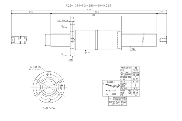 R32-10T3-FDI-285-410-0.023_HIWIN_drawing